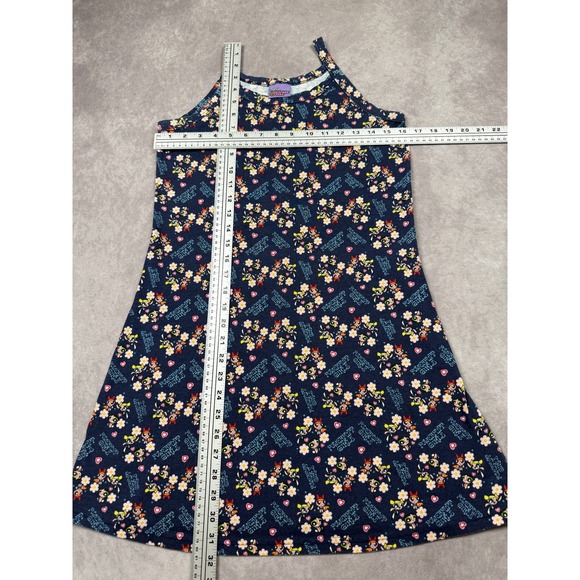 VTG Y2K The Powerpuff Girls Cartoon Network Kids L Dress Navy Blue Floral 2000s - Picture 5 of 10